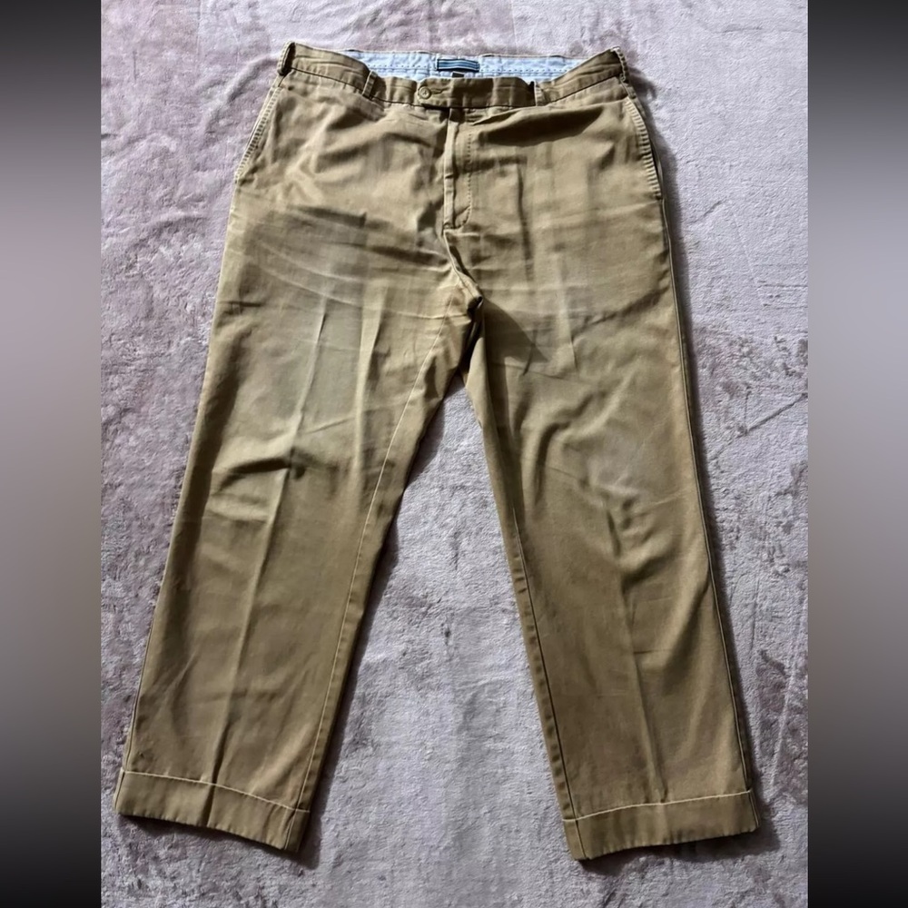 Peter Millar Men’s Pants Khaki Straight Leg Cotton Button Tab‎ Flat Front Sz 38